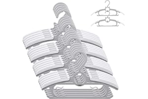 JSF Juego de 20 Perchas apilables para niños, con Ganchos de Oso, Antideslizantes, para Ropa de bebé y niños, Ahorro de Espacio (Gris)