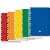Dohe - A5 notebooks (5 pcs.) - Size 15x21cm, 5 Colours: Blue, Red, Orange, Yellow and Green, 80 Squared Sheets (4x4mm), Spira