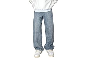 RUMAOZIA Herren Baggy Jeans Loose Fit Pants Classic Regular Hosen Vintage Jungen Jeans Hip Hop Style Breite Hosen Teenager Jungen Straight Leg Denim Hosen Y2K Streetwear Skateboard Jeanshosen