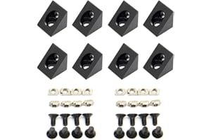 Befenybay 8 soportes de esquina Black Angle Sharp para perfil de extrusión de aluminio de ranura de 6 mm de la serie 2020 (esquina angular-8 piezas)