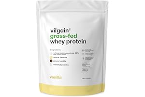 Vilgain® Whey Protein Powder, Grass Fed | 100% Pure Whey Protein Powder | Fast Muscle Recovery and Building | Natural Taste | Premium Quality Powder (1000g, Vanilla)
