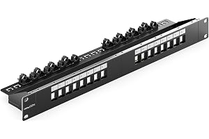 deleyCON 16 Port Patchpanel för Keystones av alla Typer - 1 HE 19" Tum Rack- Eller Servermontering och med Klickfäste - för R