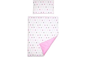 Baby Comfort 2 Piece Duvet Cover & Pillowcase Bedding Set 150x120 cm for Toddler Junior Cot Bed (Pink Stars)