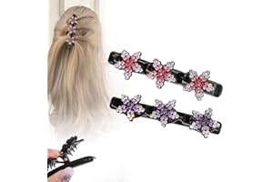 ‎COMEPEW Strass-Haarspange, 2024 Neuest Glitzernde Kristall-Stein Geflochtene Haarspangen, Haarspangen mit funkelnden Kristallsteinen Kolibri Haarspange mit Kristallblume Haarschmuck für Frauen (B*2)