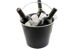 Koala Spain (6 Unidades) Cubos de metal con asa, Color Negro, Cubitera para Enfriar 8 Cervezas, 5 Litros