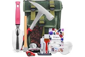 AIRLESS SJG 14 Pièces Comprenant un Marteau de Géologie, de l'Équipement pour l'Orpaillage et la Prospection, des Cadeaux de Géologie pour les Adultes