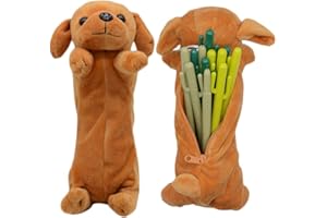 whatUneed Sac de Stylo de Crayon de Forme de Chien 3D, Cadeaux Mignons Doux de Jouet de Peluche pour des Enfants
