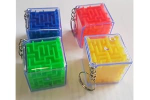 Fat-catz-copy-catz Mini Maze Puzzle Keyring Toys Retro Brain Teasers Party Bag Fillers For Kids 4cm Cubes (2x maze puzzle keyrings)