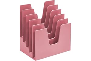 Acrimet Organizzatore per Documenti e Lettere da Scrivania Inclinato con 5 Sezioni (Plastica Resistente) (Rosa)