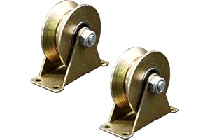 WUUOOEI Rodillo de Puerta Corredera Resistente, 2 Pcs Rueda con Soporte Ranura en V, Riel de Rueda en Forma, Ruedas de Puerta con Ranura, para Máquina Industrial Puerta Rodante, Carga Máxima 300 kg