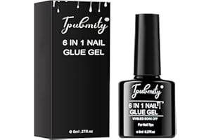 TPUBMITY 6 en 1 Pegamento Uñas Postizas Super Fuerte Para Uñas Acrílicas,8ml Tips de Uñas Postizas Nail Bond Pegamento Uñas Acrilicas Con Pincel Para Tips Uñas,calidad de salón de belleza profesional
