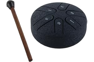 ONGWAN Tongue Drum, 6 Note Steel Worry Free Drum Handpan Drum Percussion Instrument with Drumstick for Meditation Yoga (Bleu marine)