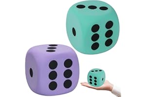 BAGUBDR 2pcs Large Dice Set, 8cm Rounded Corners Large Foam Dice, With Numerical Dots Giant Foam Dice, Cube Fidget Toy, Suitable for Themed Party Games and Enhancing Intelligence