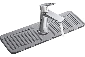 XIMKONTER Alfombrilla de silicona para grifo, alfombrilla de goteo de silicona, para grifo, protección contra salpicaduras, para cocina, fregadero de cocina, protector contra salpicaduras (gris, 43 cm)