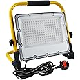Flood Light, 100W Working Security Lights with Stand Handheld Placed Hanging 6500K 10000LM Illumination IP66 Waterproof for Garage, Car Fixing Shop, Industrial Land, Camping, Outdoor Activities