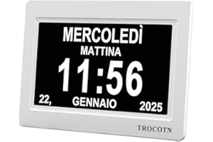 TROCOTN Orologio digitale da 7 Pollici Calendario Orologio da parete con ampio display Sveglia (Bianco)