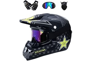 KHBTFNB Unisex Full Face MTB Motocross Helmet with Glasses Mask Gloves, Youth Child Offroad Motorcycle ATV Scooter Crash Helmet, Downhill Quad Dirt Bike Enduro Helmet, Gift for Boys and Girls