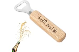 HROANC Cadeau Papy Decapsuleur Bois Cadeau Papi Saint Valentin Cadeaux Grand Pere Fête Des Papy Noel Anniversaire Bière Cadeaux Pour Papy Remerciement Noel Ouvre Bouteille Homme Original Utile Super Papi
