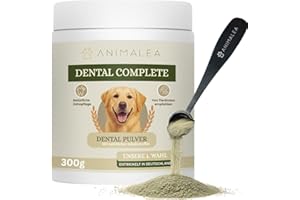 ‎ANIMALEA Dental Zahnpflege Pulver für Hunde 300g, Zahnsteinentferner Hund, Mundgeruchsentferner, 100% natürliche Zahnreinigung und Plaque-Entfernung, Zahnpflege Hund - Zahnpulver Topping