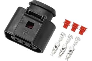 VekAuto 3 Pin Crankshaft Position Sensor Connector Plug Kit Compatible for VW for Audi, Waterproof 3.5mm Series Plastic Black Female Wire Terminal Connector