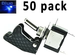 Wadoy Illiminated Blue LED Carbon Missile Style Toggle Flick Switch 12V ON/OFF