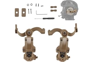 Gunyoo Taktischer Helm ARC Schienenadapter, Taktisches Pickup Headset, Mehrwinkeldrehung, Geräuschunterdrückung, Gefederter Kopfhörerhalter, für OPS Core ARC Team Wendy