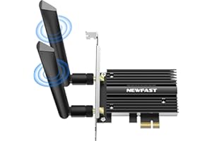 NEWFAST AX210 Tarjeta WiFi PCI-e 5374 Mbps WiFi 6E Tarjeta WiFi Bluetooth 5.3 para PC Intel AX210 PCI-e Tri-Banda WiFi 6E Adaptador PCI-e Tarjeta WiFi pc MU-MIMO PCI Express Tarjeta con Antenas,WPA3