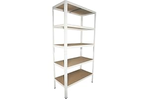 Shelf Creations BASIC Schwerlastregal 200x75x50cm weiß 5 Böden Steckregal Kellerregal Lagerregal Werkstattregal Archivregal Haushaltsregal Ordnerregal Metallregal Garagenregal Fachbodenregal