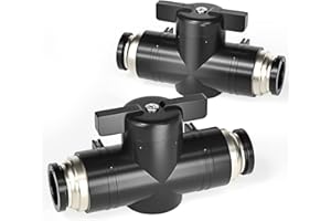 TAILONZ PNEUMATIC Vanne à bille de 6 mm de diamètre extérieur, vanne de régulation de débit d'air, raccord à brancher BVU-6（Pack de 5）