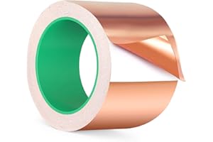 HOVIBU 20m x 70mm Feuille de Cuivre Bande Ruban, EMI Blindage Ruban Adhésif, Ruban Anti-limaces, Conducteur à Double Face, pour la Mise à la Terre, la Soudure et la Protection Contre les Limaces etc