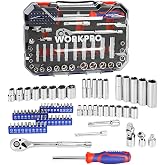 WORKPRO WP202524 1/4'&rsquo; 3/8&rsquo;&rsquo; Metrik 75 Par&ccedil;a Cr-V Profesyonel Lokma Takımı