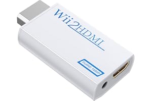 GANA Adaptateur Wii vers HDMI, Wii vers HDMI Convertisseur connecteur avec 1080p/720p Sortie Vidéo et Audio de 3,5 mm – Prise en Charge Tous Les Modes d'affichage Wii (Blanc)