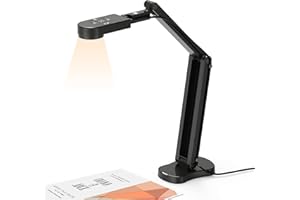 Kitchbai Visualiser Classroom, USB Document Camera for teaching 4K with 3-Level LED Light, Image Invert Function, Fold, Dual Microphones for Mac OS, Windows, Chromebooks work for Distance Learning