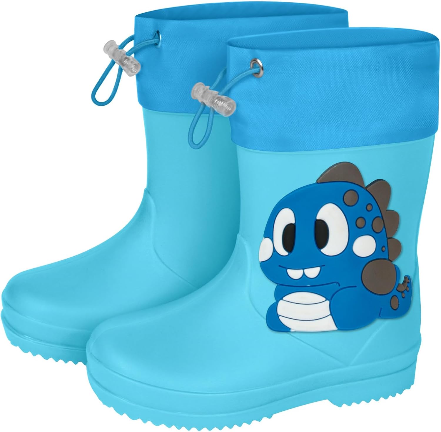 Aomig Botas de Agua Niños, Botas de Lluvia de Dinosaurio, Impermeable y Antideslizante con Cordón Ajustable en el Cuello, Bota de Agua Ligera