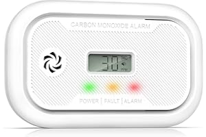 PUTOGESAFE Carbon Monoxide Detector Portable with Digital LCD Display, Carbon Monoxide Alarm, Replaceable Battery Operated CO Alarm Detector, 10-Year Lifespan, Conforms to EN 50291 Standard, 1 Pack