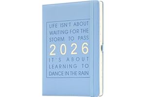 Mljtoyo Dziennik A4 2026 dzień na stronę, planer dzienny produktywności od stycznia 2026 do grudnia 2026, organizer, tygodniowy planer miesięczny z uchwytem na długopis, kieszeń wewnętrzna (błękitny