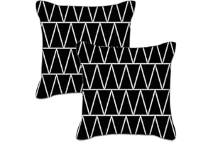 Betadistor Set of 2 Cushion Covers Black Throw Pillow Case Decorative Square Geometric Line Design Pillowcovers for Couch Livingroom Sofa Bed Bedroom 45x45 cm 18x18 Inch, Black, 508-0145