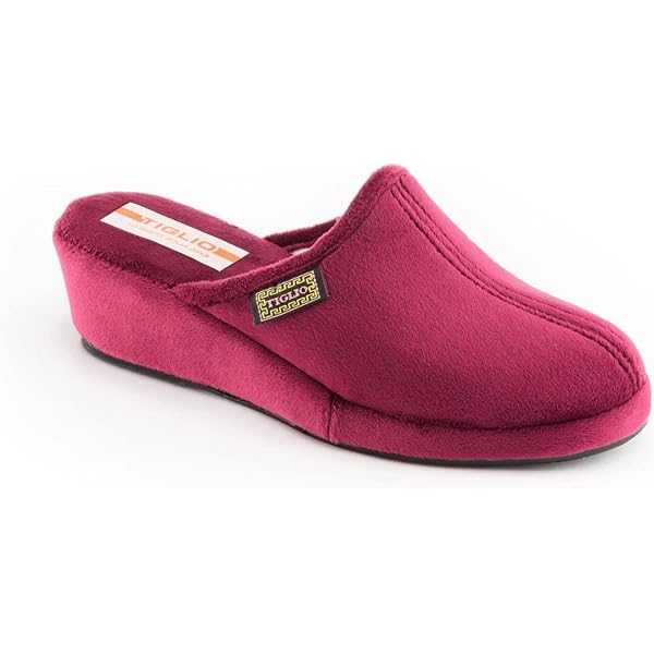Tiglio Ciabatte Invernali Da Donna - Calde E Morbide, Made In Italy Con Plantare In Pelle Sintetica - Colore Bordeaux, Taglia 37