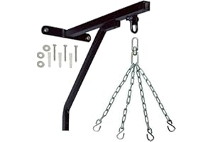 Islero Fitness - Set di supporto per sacco da boxe da appendere a parete con gancio da soffitto, catena in acciaio a D, girevole per interni e palestra
