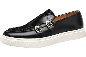 ANUFER Uomo Eleganti Doppio Monaco Fibbia Mocassini Casual Slip-On Piattaforma Scarpe da Ginnastica