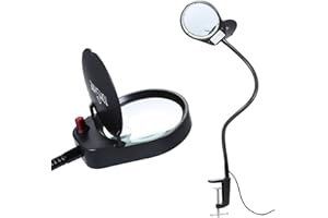 TOMSHINE Lampada con lente d'ingrandimento con morsetto, 10 X lampada da tavolo per lavori artigianali, lettura, lavoro, cucito, hobby, problemi di vista (nero 10 X )