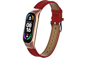 BDIG Bracelet de Cuir pour Mi Band 6 & MiBand 5, Bracelet de Rechange pour Montre Connectée en Cuir Accessoires de Remplacement Strap Compatible pour Xiaomi Miband
