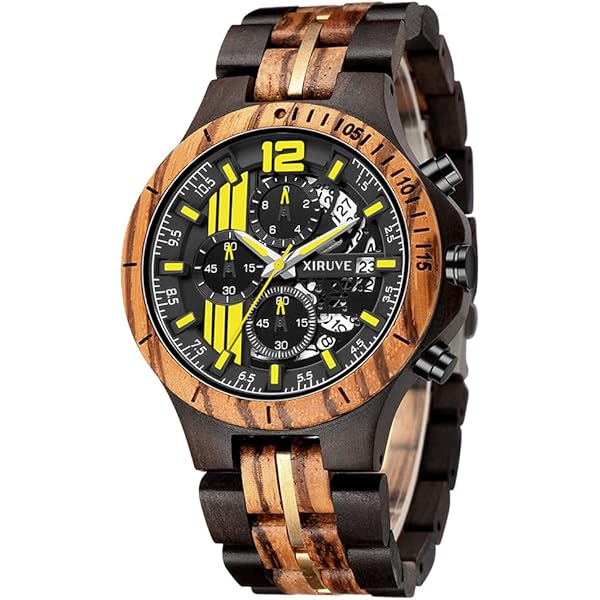 RORIOS Mannen Houten Horloges Analoge Quartz Horloge Lichtgewicht