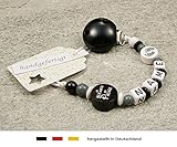 Baby SCHNULLERKETTE mit NAMEN | Schnullerhalter mit Wunschnamen - Jungen Motiv "kleiner Prinz" in schwarz