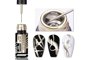 MrCuvaryas Złoty żelowy lakier do paznokci, metaliczny błyszczący lakier do paznokci UV, farby do paznokci żelowych do francuskiego cienkopisu, kolorowe, żelowe lakiery do stylizacji paznokci, dla