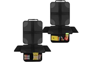 CHANCCI 2 Pack Car Seat Protector,Car Seat Cover for Child Cars Seat, Waterproof 600D Fabric Padding Non-Slip Backing 2 Mesh Pockets,Seat Protector for Travel Vehicles Baby Pets