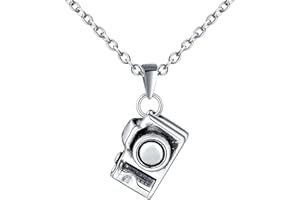 INFINIONLY Collares Colgantes de Acero Inoxidable para Mujer Hombre Colgante Cámara Creativo Collar de Entusiastas de la Fotografía Joyería Cámara Vintage