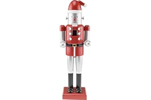 Clever Creations Roboter Santa 35,6 cm Traditioneller Nussknacker aus Holz, Festliche Weihnachtsdekoration für Regale und Tische