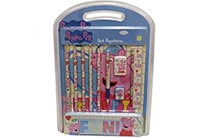 CYPBRANDS Peppa Pig, Set de Papelería con Estuche de Metal Peppa Pig, Material Escolar Incluido, (CyP Brands)