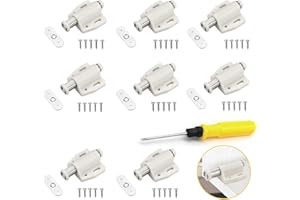 DOKEI Iman Puerta Armario Presion Magnetica, 8 Piezas Cierre Pulsador Armario Amortiguador Magnetico Puerta Push to Open Puerta Pestillo Magnetico Blanco